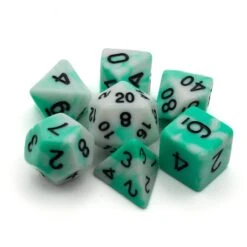 Mint And White Marbled Dice Set
