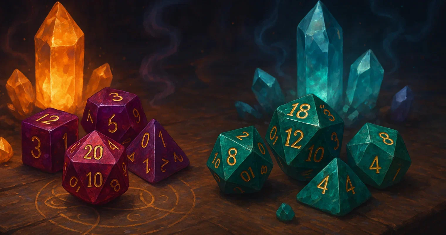 Riftgate Shop -Riftgate Shop Resin Dice vs. Gemstone Dice How to Choose the Right Material