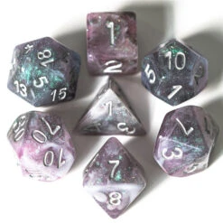 Pink & Blue Galaxy Glitter Dice Set
